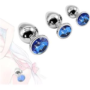 Vrjdfxlamd PHT6- Set Di 3 Pezzi In Acciaio Inox Con Diamanti Di Cristallo (Blu) Adatto Per Il Gioco Di Ṕlūg Ḁnàli Ḁnàlé Ḅūṱṱ Ṕlūg Ḁnâlê Ŝêx Pîccólo Dilàtâtore Ânâls Dónna Ḁmǎl Ṕļūgs Plây Ṕlūg Ânâlṕlūg Tóy