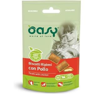 Oasy Biscotti Ripieni con Pollo - Snack per Gatti 60 g, senza coloranti e conservanti
