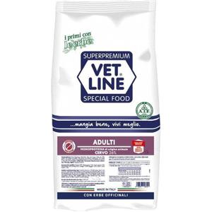Vet Line Crocchette Monoproteiche per Cani Adulti al Cervo e Pollo - 3 Kg, Senza Glutine e con Erbe Officinali