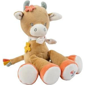 Nattou Mini Peluche Mila la Mucca - Morbido Sonaglio in Cotone e Velour per Neonati, 20 cm
