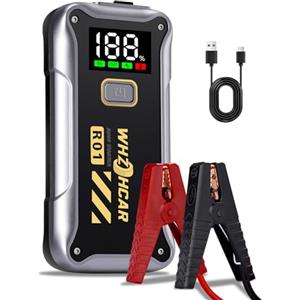 WHZOHCAR Booster Avviamento Auto 4000A 12V Starter Batteria Portatile con Schermo LCD Jump Starter per Auto, Camion, Moto, SUV - Avviatore e Cavi Batteria Estesi Booster Batteria