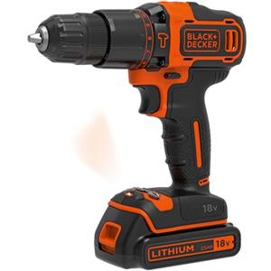 BLACK+DECKER Trapano/Avvitatore a Percussione 18V-1.5Ah con 2 Batterie in Valigetta. BDCHD18KB-QW