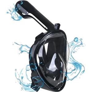 Gadgy® Maschera Integrale da Snorkeling con Supporto per GoPro e Fotocamera - Campo Visivo 180 Gradi, Maschera Anti-Appannamento con Boccaglio e Sistema Easy Breathing - Nero S/M
