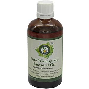 R V Essential Olio essenziale Wintergreen | Gaultheria Procumbens | Per la salute digestiva | Per massaggio | 100% naturale puro | Distillato a vapore | Wintergreen Essential Oil | 50ml | 1.69oz By R V Essential