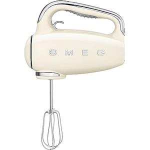 Smeg, Sbattitore Elettrico HMF01CREU, 9 Livelli di Velocità, Funzione Turbo, Sistema di Avvio Smooth Start, 4 Fruste, 2 Ganci Impastatori e Avvolgicavo in Dotazione, 250W, Crema