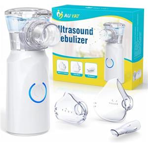 AU YAT Aerosol Portatile Silenzioso, Macchina Aerosol per Adulti e Bambini, Ricaricabile Aerosol Portatile con 2 Maschere e Boccaglio, 2 Modalità Regolabili, Apparecchio Aerosol per Viaggi e Uso Domestico