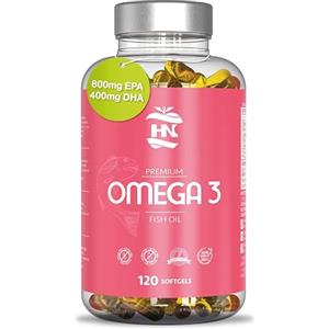 HN Omega 3 2000mg per Cuore e Cervello Capsule Integratori Omega 3 800mg EPA - 400mg DHA Olio di Pesce Omega 3 - Fish Oil Omega 3 - Supplementi Omega3 con Vitamina E