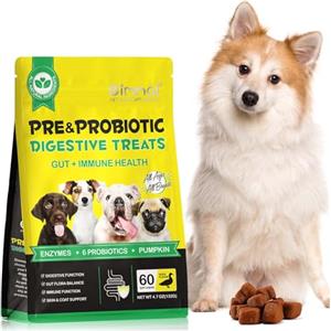 Uocasi Compresse Masticabili Di Probiotici Per Cani,60 Pcs Trattamenti Digestivi Pre Probiotici Per Tutti Cani,Per Problemi Di Stomaco,Diarrea E Gonfiore,Potenziano Il Sistema Immunitario E Alleviano Pruriti