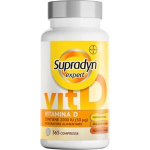 Supradyn Expert Vitamina D3 2000 UI (50 μg) - 365 Compresse per 1 Anno - Integratore Vitamina D ad Alto Dosaggio - Supporto per Ossa, Muscoli, Denti, Sistema Immunitario - Vegetariano
