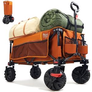 TIMBER RIDGE Carrello Spiaggia Ruote Grandi Carrello Pieghevole Trasporto con Ruote Rimovibili Braccioli Regolabili e Tasche Laterali per Rimorchio Giardino Campeggio all'aperto Ogni Tipo di Terreno