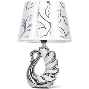 Aigostar Lampada da Tavolo in Ceramica, Moderna Lampada da Comodino con Paralume in Tessuto, Attacco E14, max.40W, Abat Jour da Comodino per Camera da Letto, Soggiorno (senza Lampadina) -H310mm