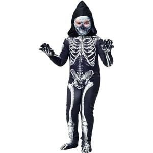 Rubie's Rubies Scheletro Cattivo per bambino e bambina, Tuta con guanti e cappuccio, Licenza Ufficiale, Scheletros, Skeletons per Halloween, Carnevale, Cosplay e Feste