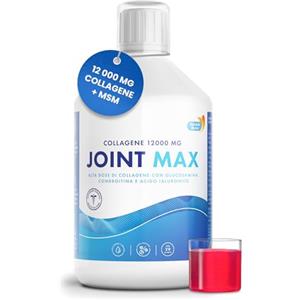Swedish Nutra Joint MAX 500ml I Collagene Idrolizzato Puro (Tipo I, II e III) I Glucosamina, MSM, Condroitina, Curcuma, Acido ialuronico, Vit C I Aroma 100% Naturale I Senza Zucchero - Fornitura per 20 Giorni
