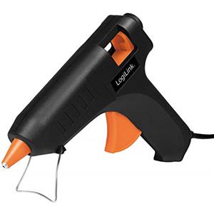 LogiLink WZ0051 - Mini pistola per colla a caldo 20 W, ideale per lavori fai da te (do it yourself), con supporto, colore: nero, con 2 cartucce Ø 11,2 mm
