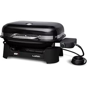 Weber Lumin Compact Barbecue Elettrico, Griglia di Cottura 43 x 32cm, Portatile, Raggiunge 315 °C, Versatile - Ideale per Rosolare, Affumicare, Cuocere al Vapore, Scongelare - Nero (91010953)