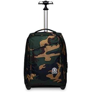 Invicta Trolley Scuola Fantasy, Verde Miitare, Green Camouflage, 2 in 1, Doppio Uso, con Spallacci per Uso Zaino, Tasca Porta PC, Zaini e Trolley, Scuola, Bambini e Ragazzi