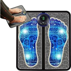 Genkigold EMS Tappetino per Massaggiatore Plantare:Cuscinetto Stimolatore per Piedi Intelligente|Soluzione per Dolori alle Gambe|Rilassamento Muscolare|8 Modi,19 Intensità|USB Ricaricabile(Lite)