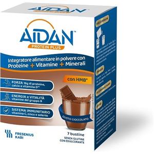 Fresenius Kabi Aidan Protein Plus Cioccolato - Integratore Alimentare con 16g di Proteine, HMB, 12 Vitamine e 11 Minerali in 7 Bustine