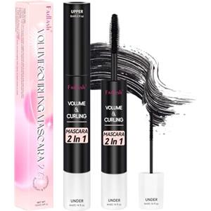 Fadlash Mascara Ciglia Volumizzante Mascara Waterproof Definisce Effetto Ventaglio Sulle Ciglia Lunga Tenuta 36h Adatto a Occhi Sensibili Design a Doppia Testa, Spessa+Leggera(6ml+4ml)