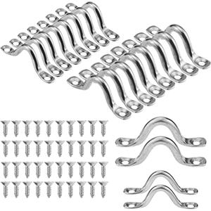 Prmape 20 Pezzi Cinghie a Occhiello in Acciaio Inox 304, Kayak Deck Loops, Pad Eye Straps Deck Loops, Occhiello Pad per Kayak Canoa Rigging Forniture Marine Hardware Barca(4MM/5MM)