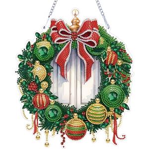 Starnearby Diamond Painting Ghirlanda Natale Fai da te Ghirlanda Natalizia Diamond Painting Artigianato Pittura Diamante Ghirlanda da Appendere Corona Natalizia per Porta Decorazione Natalizia