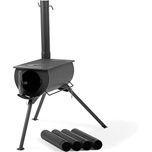 CampFeuer Stufa per tenda da campeggio | 58 x 86 x 240 cm | nero | Stufa a legna portatile per campeggio, outdoor, tenda | Riscaldamento per tende da campeggio, stufa per tenda a legna