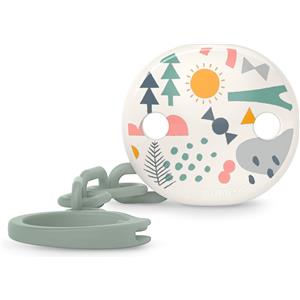 Suavinex Catenella Portaciuccio Verde Walk in the Park - Clip per fissare il ciuccio ai vestiti del bambino
