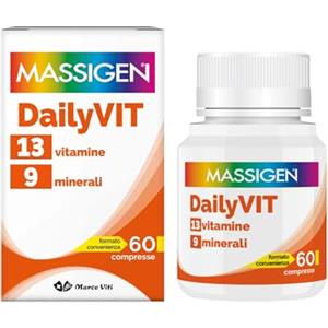 MASSIGEN DailiVIT+ - Integratore Multivitaminico, con 13 Vitamine e 9 Minerali, Supporto Energetico e Immunitario, perfetto per Stanchezza e Recupero Fisico, 60 Compresse da 1.2 g