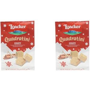 Loacker Winter Edition Quadratini Cannella, Cialde di Wafer Farcite di Deliziosa Crema arricchita dalla Cannella, Snack Dolci, 250 g (Confezione da 2)