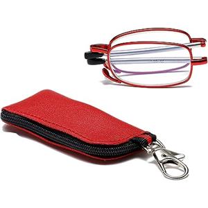 Hubeye Occhiali da lettura Pieghevole Portatile da Uomo e Donna Occhiali Anti luce blu Aste Telescopiche e Cerniela a molla con la Custodia Portachiavi 2.00