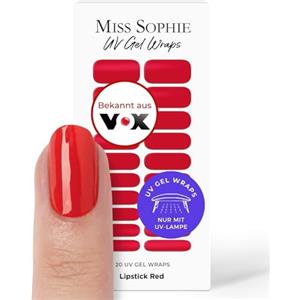 Miss Sophie - Pellicola per unghie UV in gel rossa, 20 strisce per unghie e piedi, facile da applicare