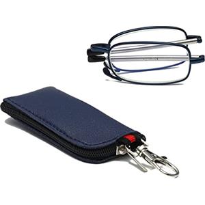 Hubeye Occhiali da lettura Pieghevole Portatile da Uomo e Donna Occhiali Anti luce blu Aste Telescopiche e Cerniela a molla con la Custodia Portachiavi 2.50