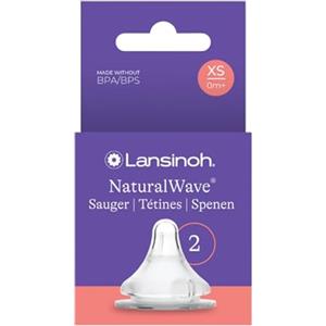 Lansinoh NaturalWave - Set di 2 tettarelle, misura XS - flusso di latte extra lento - adatto per neonati - a partire da 0 mesi