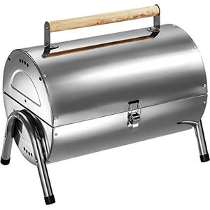 TecTake Griglia BBQ carbonella in Acciaio Inox 2 superfici per Grigliare Argento