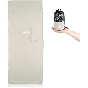 MOUNTREX® Sacco a pelo - Sacco a pelo con cerniera continua (220 x 90 cm) - Sacco a pelo estivo per interni ed esterni, dimensioni ridotte e particolarmente morbido (ecru)