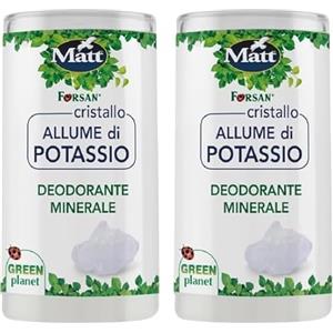Matt Forsan, Cristallo Allume di Potassio, Deodorante Minerale, di Origine Naturale e Senza Profumo, Non Unge e Non Macchia, 120 g (Confezione da 2)