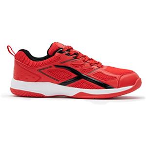 HUNDRED Xoom Scarpe da Badminton Professionali Antitraccia da Uomo | Materiale: ecopelle | Adatto per tennis indoor, squash, ping pong, basket e paddle (rosso/bianco, taglia: EU 37, UK 3, US 4)