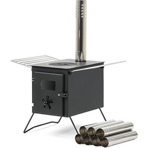 CampFeuer Stufa per tenda da campeggio | 54 x 40 x 259,5 cm | nero | Stufa a legna portatile per campeggio, outdoor, tenda | Riscaldamento per tende da campeggio, stufa per tenda a legna