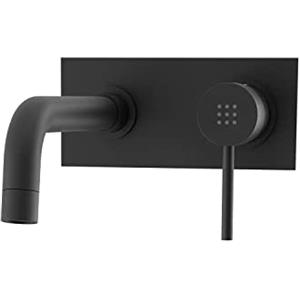 Parama Miscelatore Lavabo ad Incasso Nero Opaco Ava - Ottone, Design Moderno, Scarico Automatico