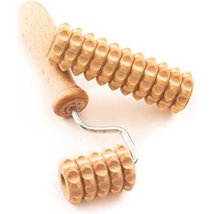 tuuli Massaggiatore viso collo spalla massaggio facciale massaggiatore testa rullo rullo con manico maderoterapia Dermaroller Set in legno - 2