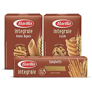 Barilla Pasta Fusilli Integrali, Pasta Corta Di Semola Integrale Di Grano Duro, Integrale, 500 g + Pasta Spaghetti Integrali + Paste Penne Rigate Integrali