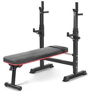 TLGREEN Panca Palestra Multifunzione Pieghevole, 5 Altezze Regolabili, Panca per Pesi con Squat Rack, Panca Piana con Bilanciere e Pesi per Allenamento a Casa, Carico Max. 200 kg