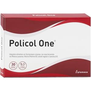 Plameca Policol One - Integratore Colesterolo - Formula di Riso Rosso Fermentato di cui monacoline con Ceremyces, Gugul, Scagliola, Carciofo, Tarassaco e Coenzima Q10-30 Capsule
