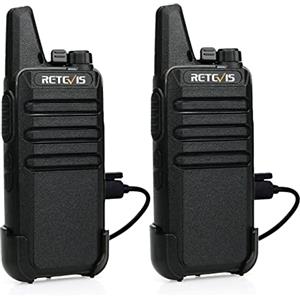 Retevis RT622 Walkie-talkie, Portatile Walkie Talkie Ricaricabile Mini PMR446 16 Canali Ricetrasmettitore Professionali, Vox, Radio Bidirezionale per Ciclismo, Escursioni, (Nero, 1 Paio)