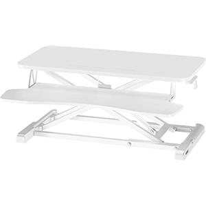 BONTEC Convertitore da Scrivania In Piedi con Vassoio della Tastiera, 800mm Regolabile in Altezza Standing Desk Converter per Schermi di Computer, Standing Desk Regolabile Fino a 15kg,Bianco