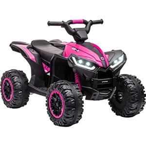 HOMCOM Quad Elettrico per Bambini 12V ATV, Doppio Motore e 2 Velocità, Ruote Larghe con Sospensioni, Fari LED, Clacson e Musica, Età 3-5 Anni, Rosa