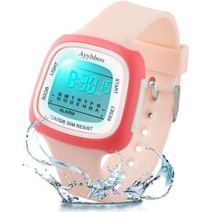 Ayybboo Orologio per Bambini, Orologio Illuminato a 7 Colori,Orologio Digitale per Bambini Impermeabile 3ATM per Bambini e Bambine da 4 a 12 Anni (Rosa-1)