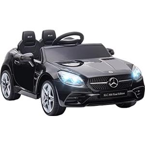AIYAPLAY Macchina Elettrica per Bambini 3-6 Anni 12V Licenza Mercedes SLC 300, 3-5km/h Auto Elettrica per Bambini con 2 Motori, Sospensioni, Telecomando, Musica, Clacson e Fari, in PP e Metallo, Nero