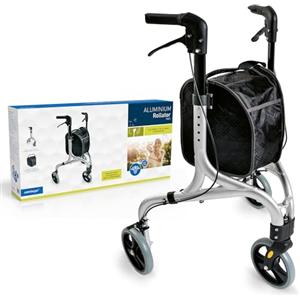 Weinberger 02217 - Deambulatore in alluminio, 3 ruote, con custodia, 4, 2 kg, colore: argento, nero