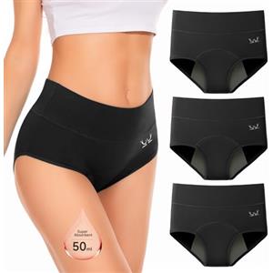 RUIXUE Mutande Mestruali Donna, Donna Cotone Slip Ciclo Protettive Periodico Intima Mestruale Ecologico con 4 Strati Anti perdite Lavabili(3 Pezzi)